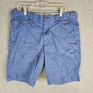 Tommy Bahama Shorts Mens 32 Blue Fish All Over Print Embroidered Chino Flat